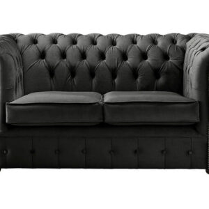 Chesterfield 2 Seater Malta Cosmic Grey Velvet Fabric Sofa