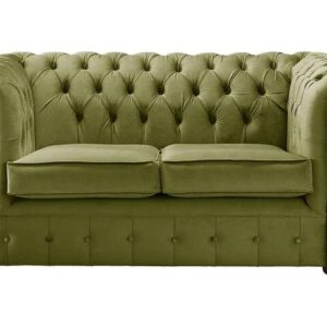 Chesterfield 2 Seater Malta Grass Green Velvet Fabric Sofa