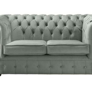 Chesterfield 2 Seater Malta Seaspray Blue Velvet Fabric Sofa
