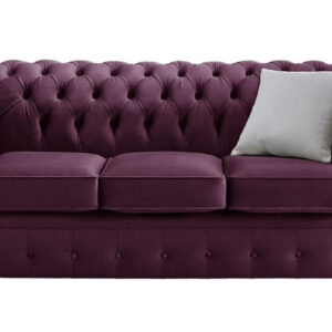 Chesterfield Velvet Fabric Sofa Malta Boysenberry Purple 3 Seater