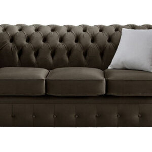 Chesterfield 3 Seater Malta Mushroom Brown Velvet Fabric Sofa