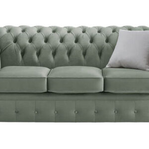 Chesterfield 3 Seater Malta Seaspray Blue Velvet Fabric Sofa
