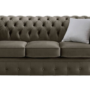 Chesterfield 3 Seater Malta Taupe Beige Velvet Fabric Sofa