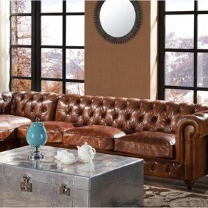 Chesterfield Vintage Distressed Leather Buttoned Corner Sofa