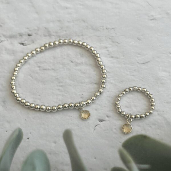 Citrine November Jewellery Sets | Bracelet Length: Small - 16.5cm | Ring Size: Custom Size