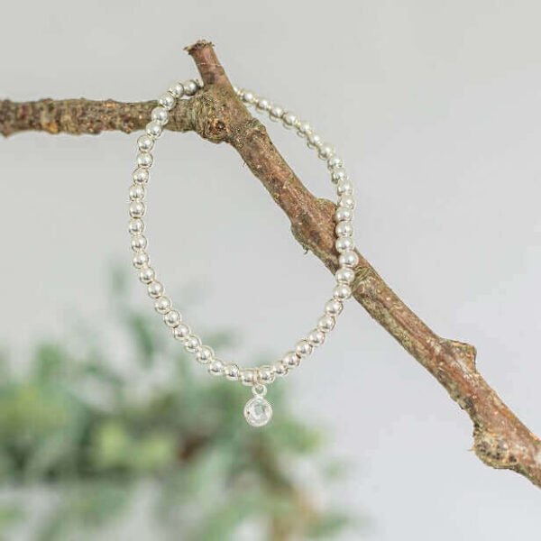 Clear Quartz April Birthstone Bracelet | Metal: Sterling Silver | Size: 18.5cm