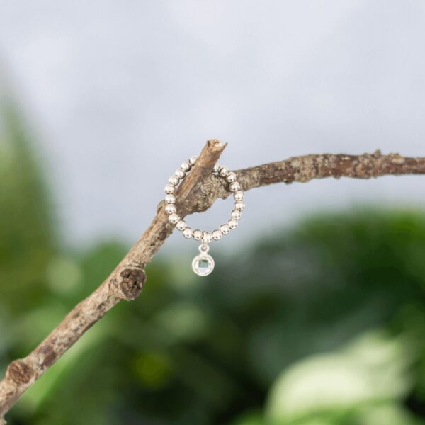 Clear Quartz April Birthstone Ring | Metal: Sterling Silver | Size: 7cm