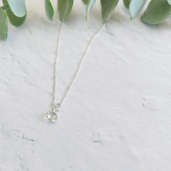 Clear Quartz Birthstone Necklace | Metal: Sterling Silver | Chain style: Trace Chain | Size: 16 Inch