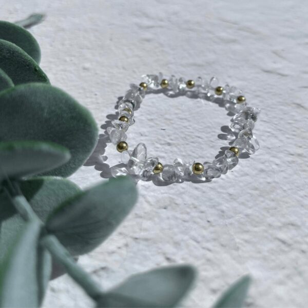 Clear Quartz Bracelet | Bracelet length: 17.5cm | Metal: Gold Vermeil