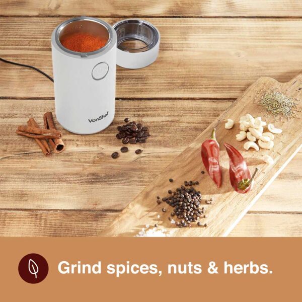 Coffee Bean Grinder - White 150W - Image 4