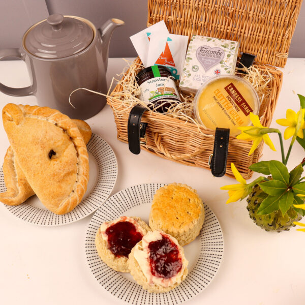 Cornish Steak Pasty & Devon Cream Tea Hamper - Printed Box