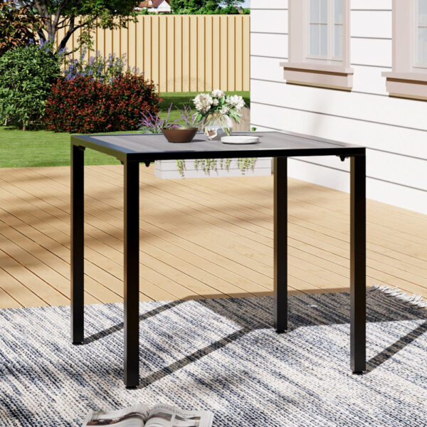 Grey 80cm Square Outdoor Dining Table with Parasol Hole