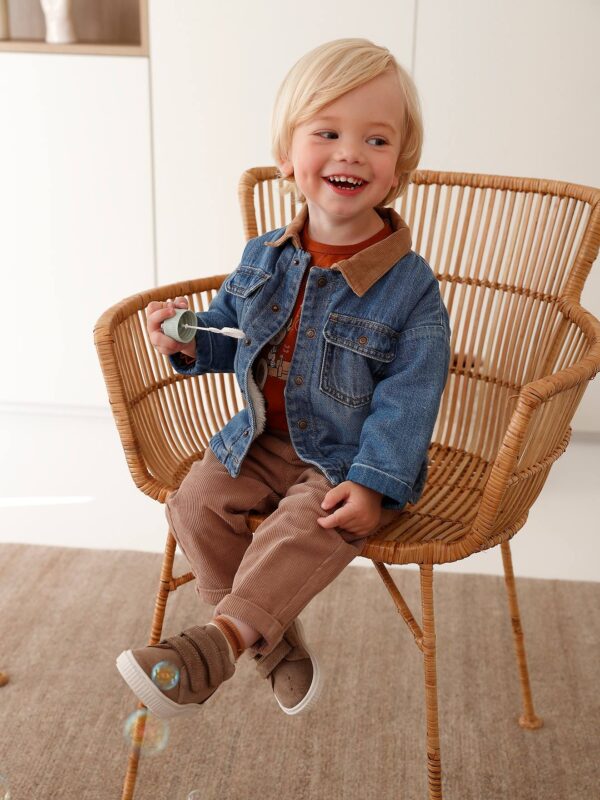 Denim Jacket with Sherpa Lining for Boys stone