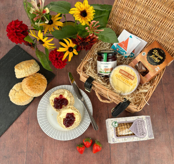 Devon Cream Tea for Four Hamper - Afternoon Tea Delivery - Wicker Hamper