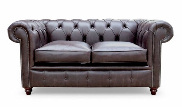 Duke Chesterfield 2 Seater Sofa Settee Vintage Red Bark Leather