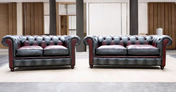Duke Patchwork Devil Chesterfield 3+2 Seater Sofa Suite Antique Leather