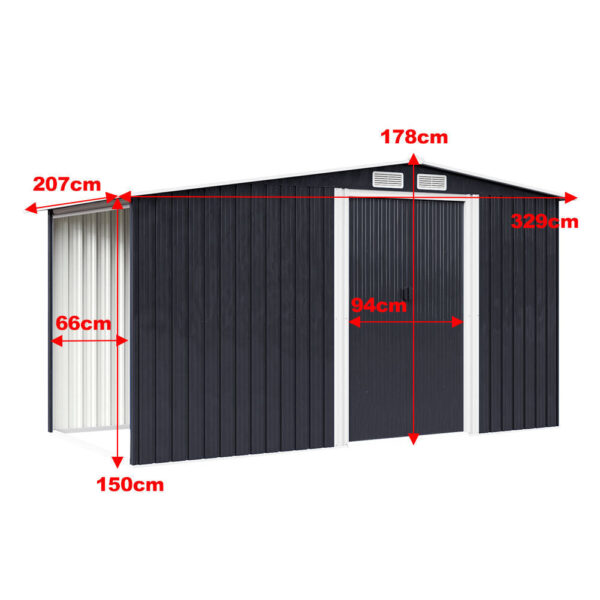 Garden Metal Storage Shed with Log Storage