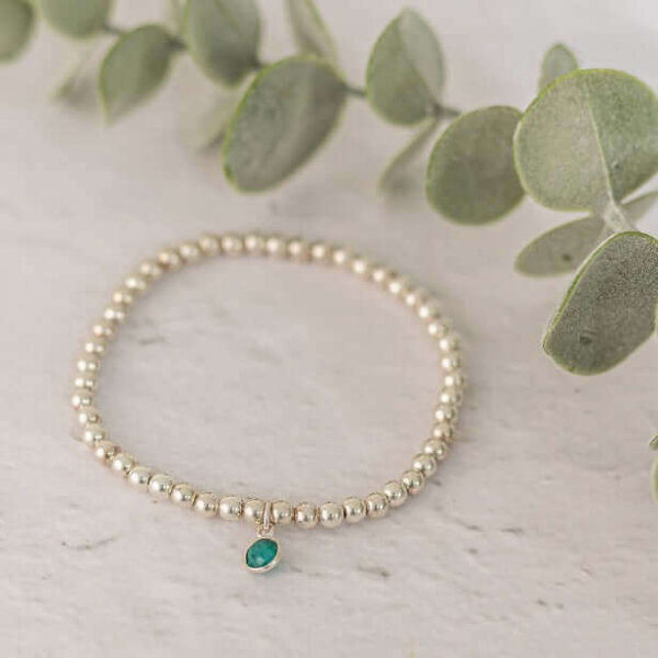 Emerald May Birthstone Bracelet | Metal: Sterling Silver | Size: 16.5cm