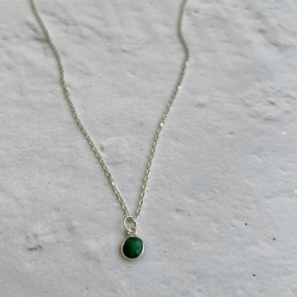 Emerald May Birthstone Necklace | Metal: Sterling Silver | Chain Style: Trace Chain | Chain Length: 20 Inch