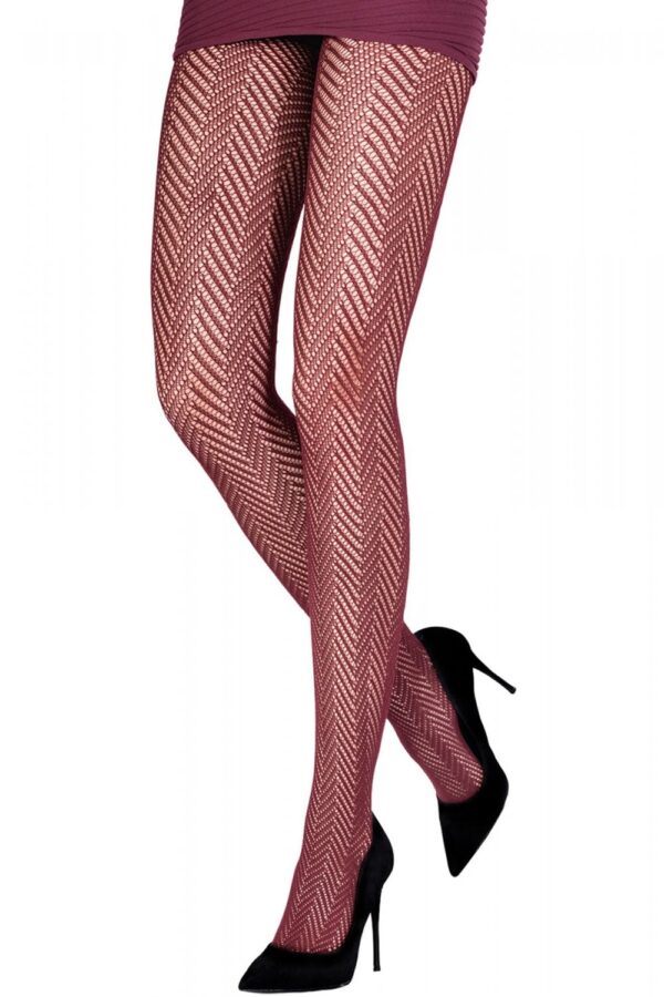 Emilio Cavallini Herringbone Tights L/XL Colour: Burgundy, Size: L-XL