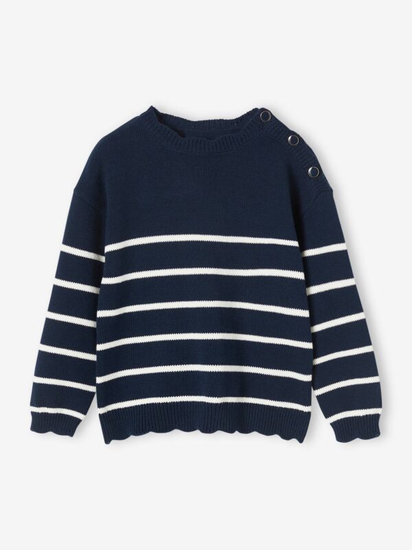 Fancy Striped Jumper for Girls navy blue