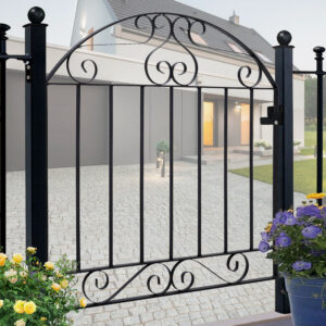 Black Metal Wrought Iron Garden Gate Heavy Duty with Fittings Bolts