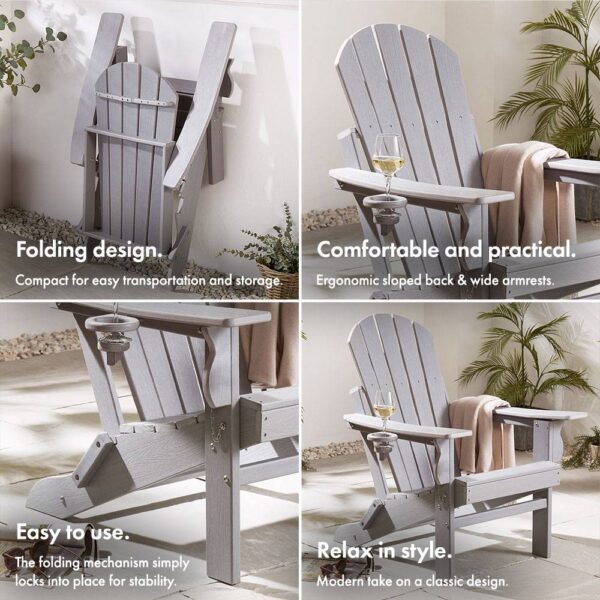 Westport Grey Folding Garden Chair - Image 3