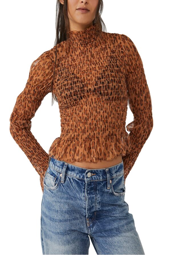 Free People Hello There Top - M LEOPARD COMBO