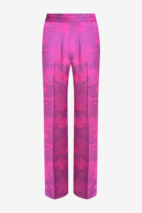 French-Made 100% Silk Savanna Print Pants - Image 2