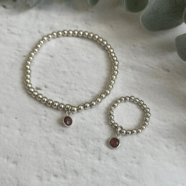 Garnet Jewellery Sets | Bracelet Length: Small - 16.5cm | Ring Size : Large - 7cm