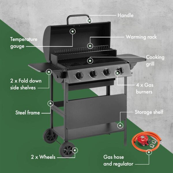 Barrel 4 Burner Gas BBQ - Image 4