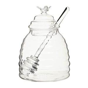 Glass Honey Jar With Dipper  - Funky Chunky Furniture