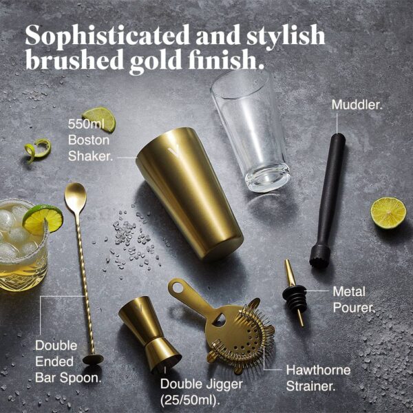 Boston Gold Cocktail Shaker Set 6pc - Image 4