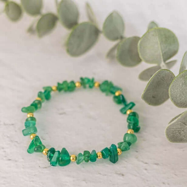 Green Agate Gemstone Bracelet | Metal: Gold Vermeil | Bracelet length: Custom Size