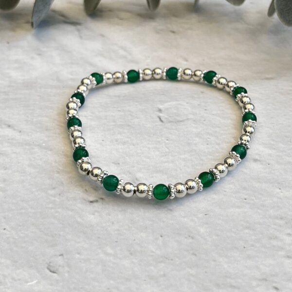 Green Agate Gemstone Bracelet | Metal: Sterling Silver | Bracelet Length: Custom Size