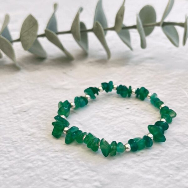 Green Agate Gemstone Bracelet | Metal: Sterling Silver | Bracelet length: 18.5cm