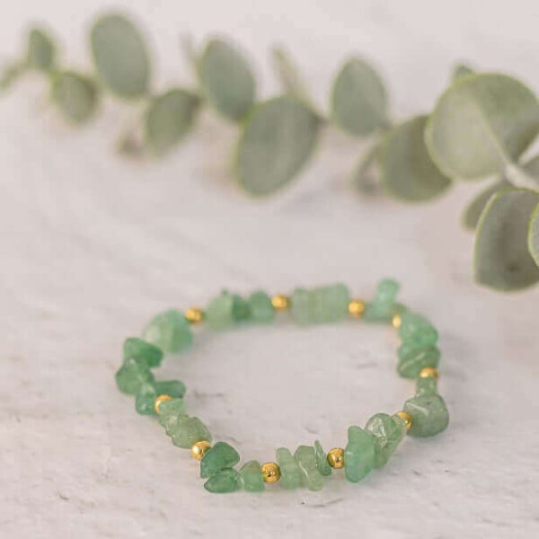 Green Aventurine Crystal Bracelet | Metal: Gold Vermeil | Bracelet length: 18.5cm