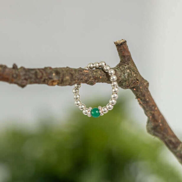 Green Gemstone Ring | Metal: Sterling Silver | Ring size: 7cm