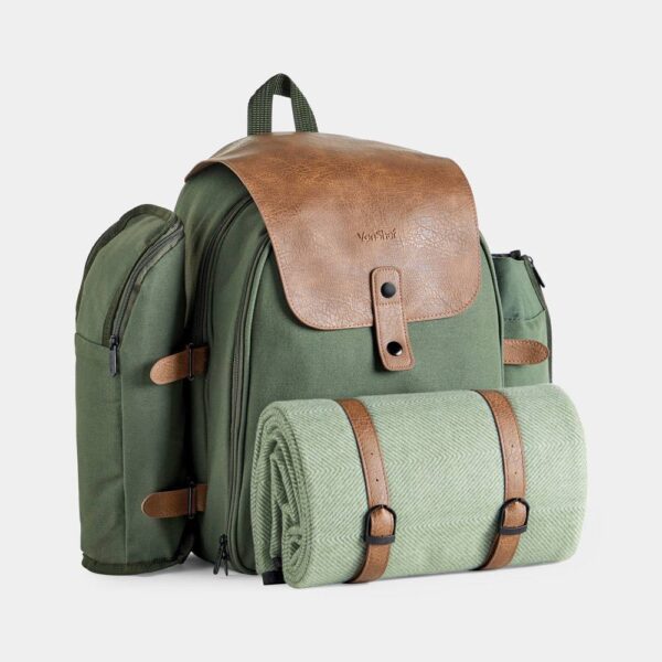 Dark Green Picnic Backpack - 4 Person