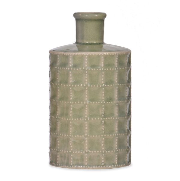 Green Textured Bottle Vase  - Funky Chunky Furniture