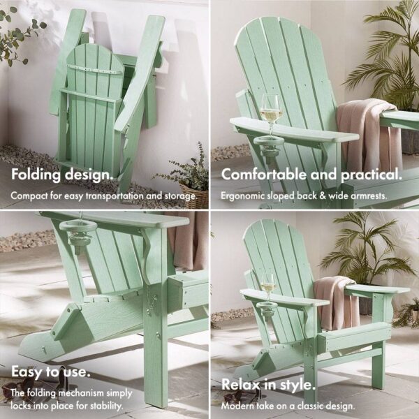 Westport Set of 2 Green Folding Garden Chairs - Image 6