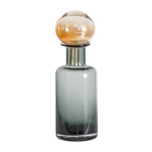 Grey Glass Bottle With Stopper - Large - Funky Chunky Furniture