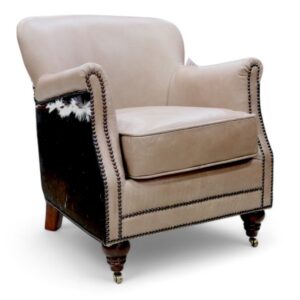 Hair On Hide Vintage Mushroom Leather Armchair
