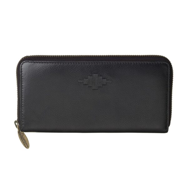 Pampeano 100% Leather Rico Zipped Women Purse – Black with Black Diamond