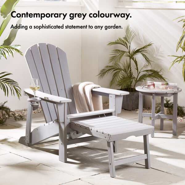 Westport Grey Adirondack Garden Chair with Footstool - Image 4