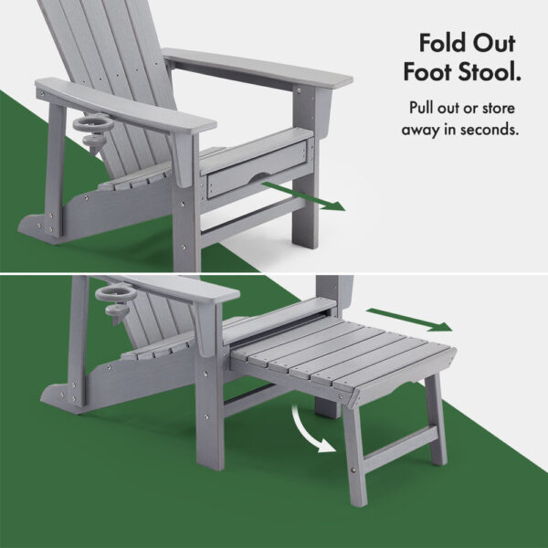 Westport Grey Adirondack Garden Chair with Footstool - Image 3