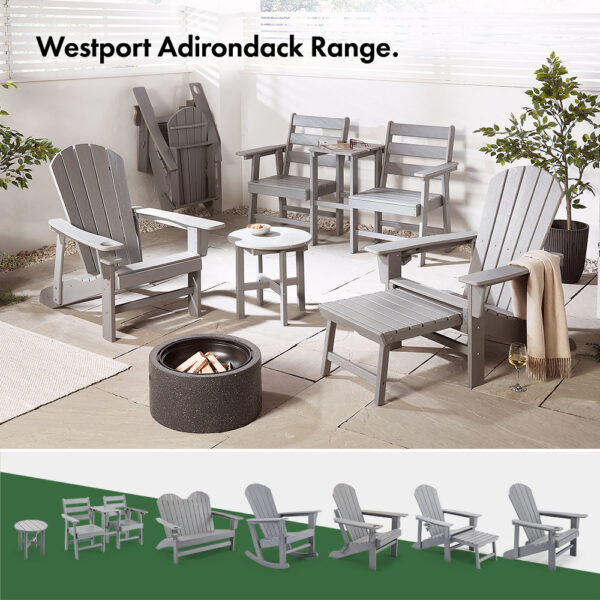 Westport Grey Adirondack Garden Chair with Footstool - Image 6