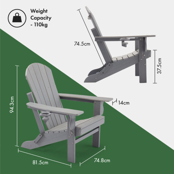 Westport Set of 2 Grey Folding Garden Chairs - Image 3