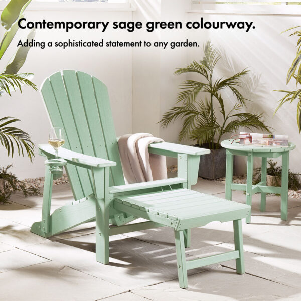 Westport Adirondack Green Garden Chair with Footstool - Image 3