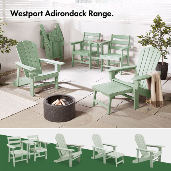 Westport Adirondack Green Garden Chair with Footstool - Image 6